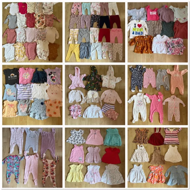 Enorme pacchetto di vestiti per bambine età 3/6 mesi 100+ articoli