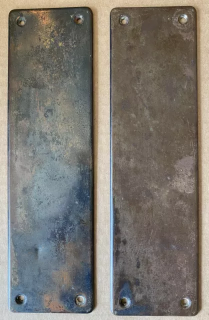 Antique Edwardian Copper Flash Door Push Plates, a pair