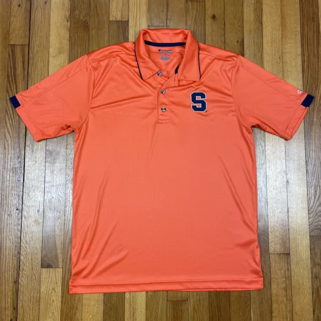 Syracuse University Polo Shirt Mens M Champion Athletic Wear Wicking Orange