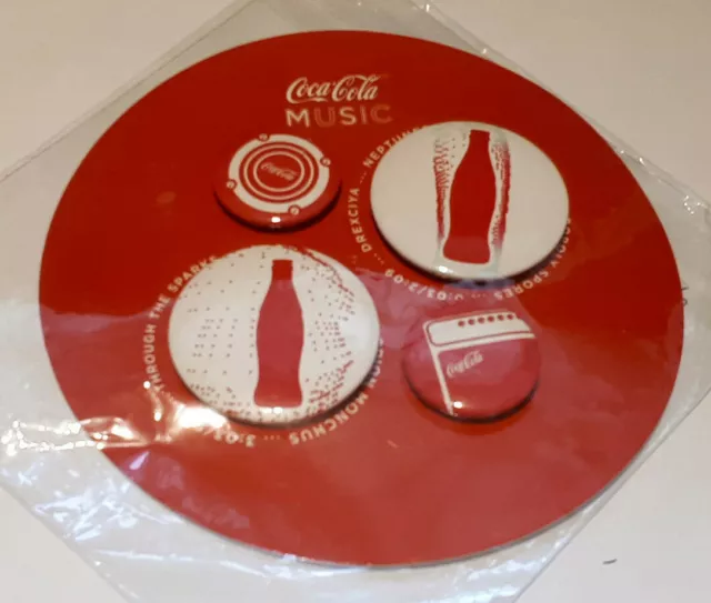 Coca Cola - 4 x Music Badges - Mint In Bag - 4 x Button  Badges