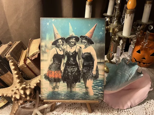 Beach Witches, Whimsy Halloween, Kitschy, Handcrafted Plaque / Sign #3