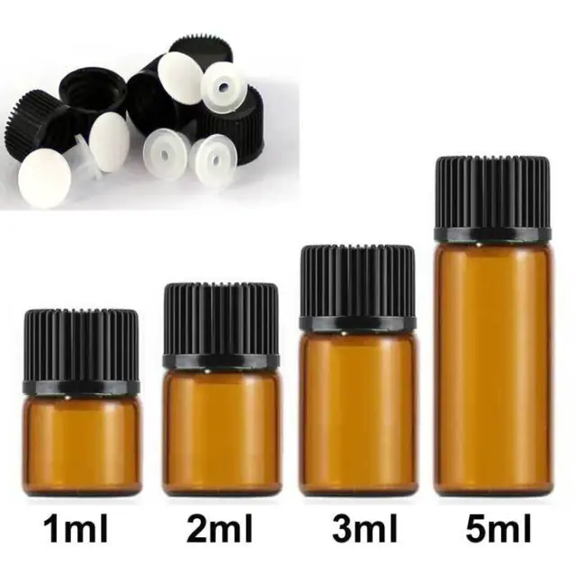 1ml 2ml 3ml 5ml Multi-color Tiny Glass Bottles Essential Oil Orifice Reducer B