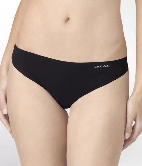 Calvin Klein D3428 Invisibles Thong Panties Underwear Laser Cut Womens XL Black