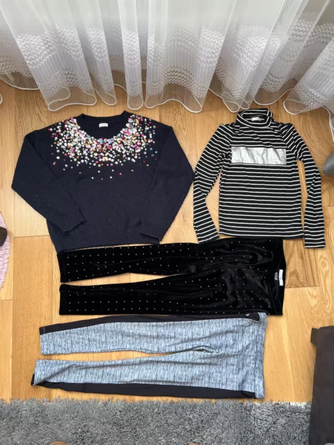 M&S NEXT Girls Clothing Bundle Set x4 Jumper Sequins Leggings Top Size 8-9 Years