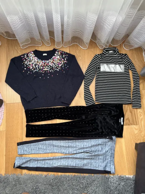 Set di abbigliamento per ragazze M&S NEXT x4 paillettes leggings top taglia 8-9 anni