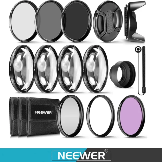 Neewer 52MM Complete Lens Filter Accessory Kit UV CPL FLD Filter Set for Lenses