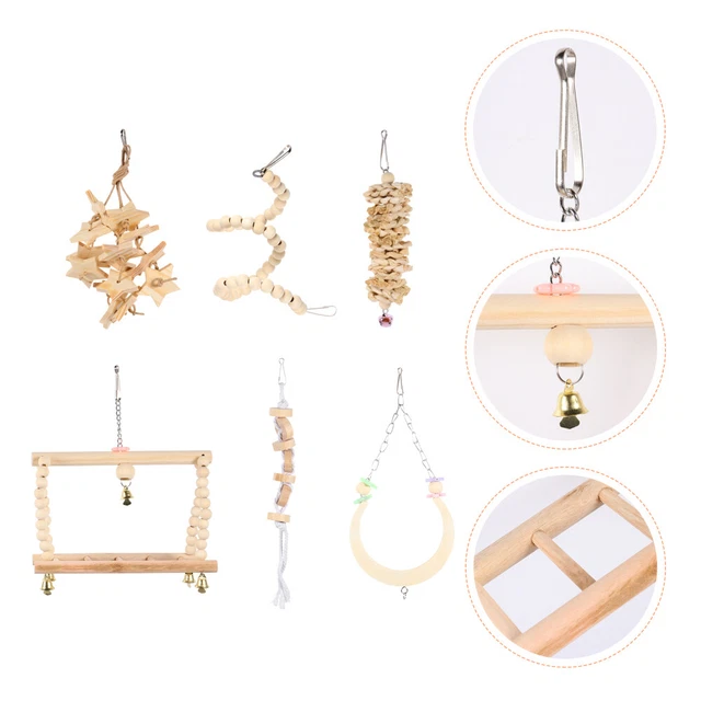 6 stücke Papageispielwaren Kit Vogel Swing Kauguthings Vogel spielen