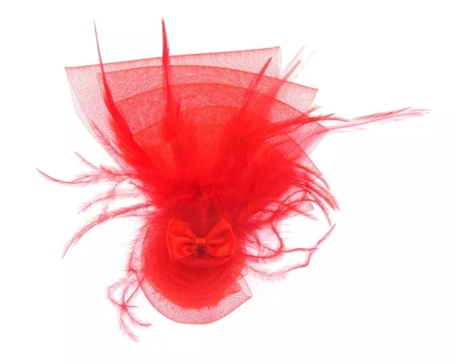 Red fascinator clip for Ascot , Races, Weddings, Ladies Day