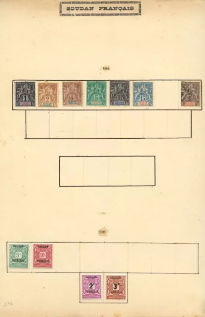 Soudan Français 4 Planches de timbres 1921-1931-13371894-1921 environs 86 pièce