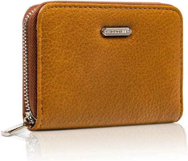 Portefeuille zippé en cuir écologique grainé pour femme - David Jones