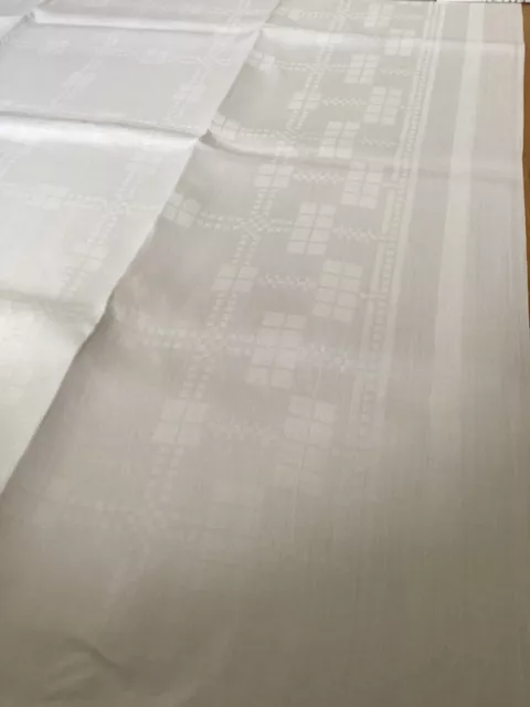 Damast-Tischdecke Halbleinen 250 x 150 cm Art déco Muster