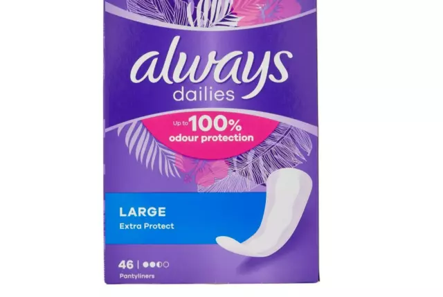 2 x 46 Pads Always Dailies Extra Protect Panty Liners Large Pack