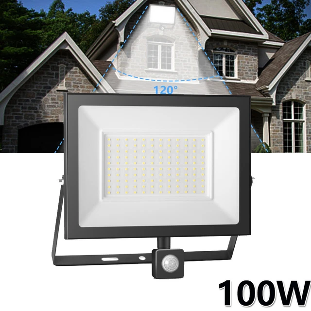 100W Led Fluter Mit Bewegungsmelder Außen Strahler Scheinwerfer Kaltweiß IP65