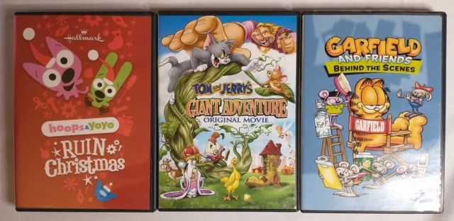 Lot Of 3 Children's DVDs Tom And Jerry Garfield Hoops and Yoyo
