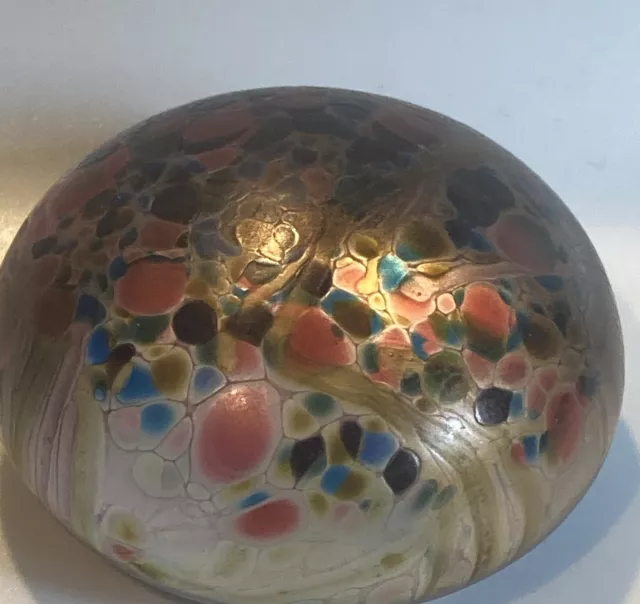 Vintage Isle Of Wight Michael Harris Mottled Lustre Pebble Paperweight