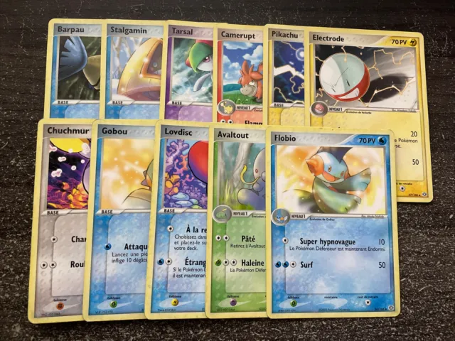 Lot 11 Cartes Pokémon Cos/Uncos Ex Emeraude Bloc Ex Occasion Dont Pikachu