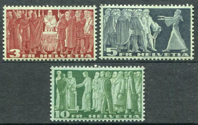 Suiza  Serie Historica - 3 sellos / Tipo B **/MNH 1938 313C/15C