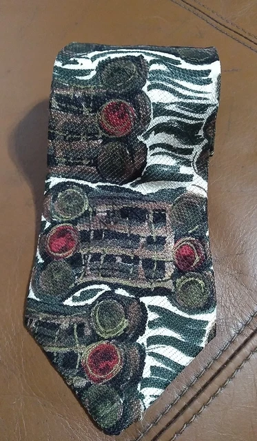 VTG BD Baggies Mens Silk Abstract Regular Tie Necktie Multi-Color Green