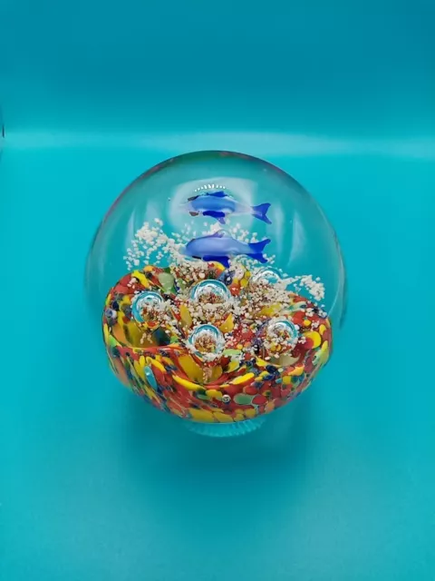 Murano Glas Aquarium Paperweight Briefbeschwerer. Groß. ca. 900 gr. D= 9cm.