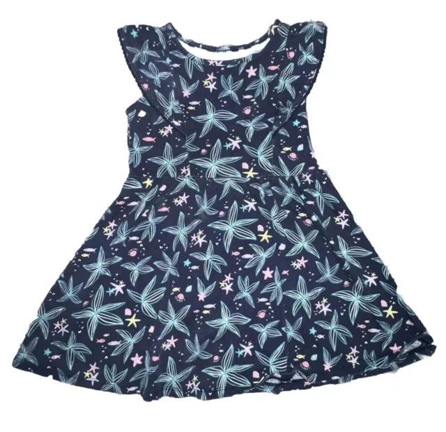 Jumping Beans Toddler Girl Blue Ocean Themed Short Sleeve Dress Size 4
