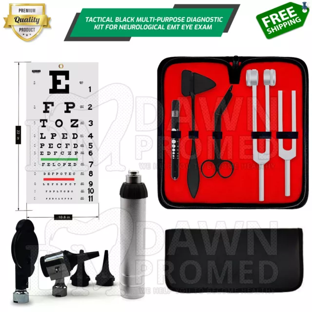 Tactical Black Multi-purpose Diagnostic Kit Neurological EMT Eye Exam German Gr