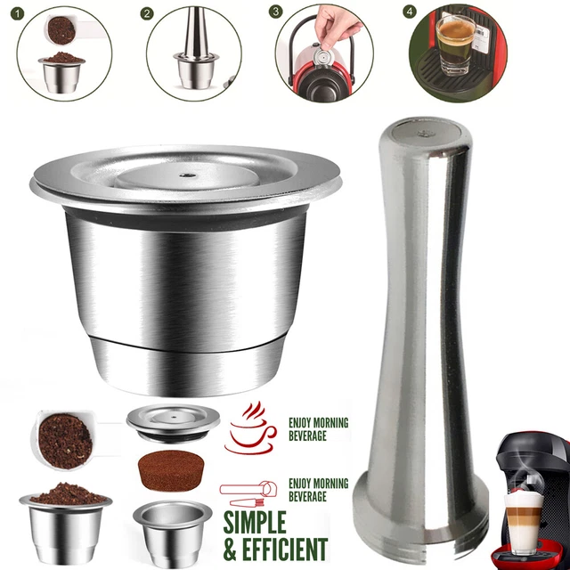 Nespresso Stainless Steel Coffee-Capsule Refillable Reusable-Pods Tamper Set AU