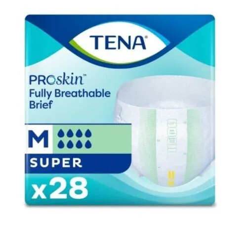 TENA Super Adult Diapers Briefs Heavy Absorbency MEDIUM full Package 28 CT FS