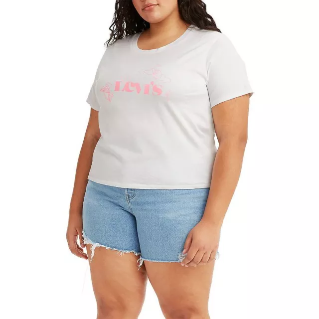 MSRP $25 Levi's Women's Plus Size Graphic Surf T-Shirt White Size 1X 2