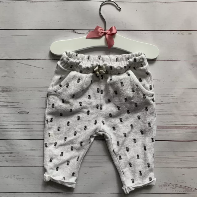 Bambine 3-6 mesi - pantaloni - fondo vita allungata motivo ananas bianco
