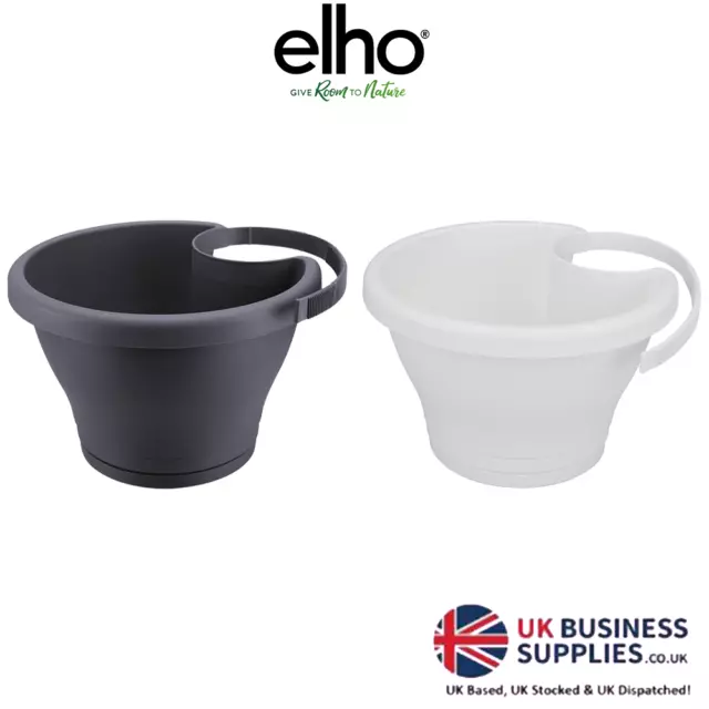 Elho Corsica Drainpipe Clicker 24cm BLACK or WHITE Flower Pot Gardening Supplies