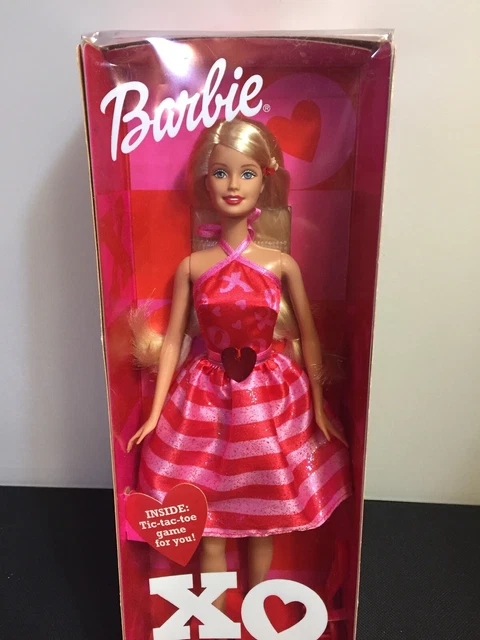 Valentine Barbie Doll w/Tic Tac Toe Game Love Day Mattel 2002 New