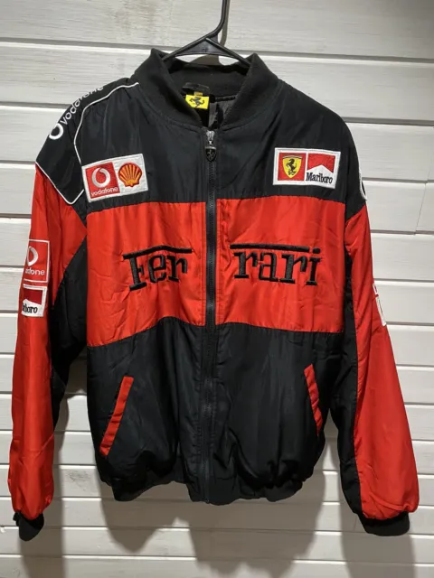 VINTAGE FERRARI RACING F1 Motorcycle Jacket 90s Marlboro Men Size XL ...