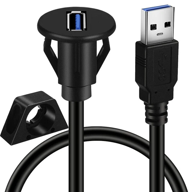 Small USB 3.0 Male to Female AUX Flush Panel Mount Extension Cable for...