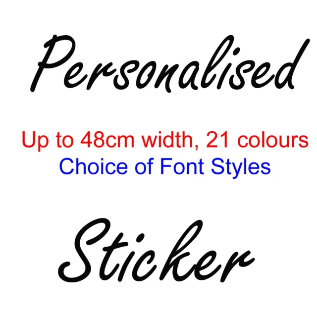 Large Personalised Vinyl Sticker 48cm Shop Car Window Wall Sign 21 Colours Decal