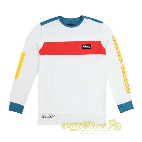 T-shirt maglia maniche lunghe Roeg Kent jersey colore bianco cotone regular fit