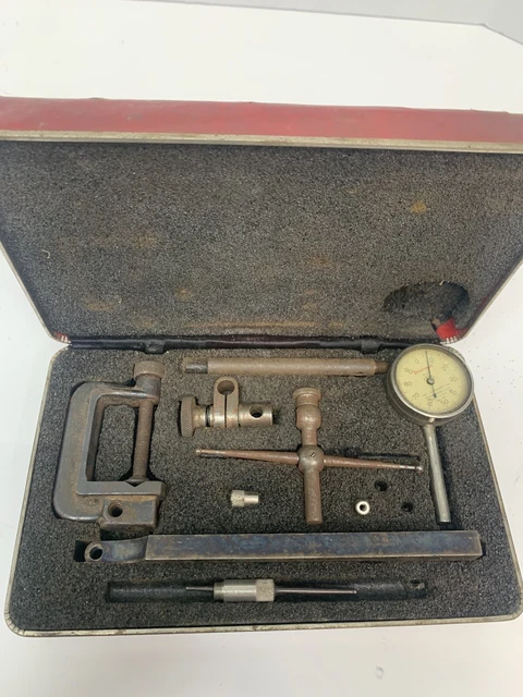 Vintage Starrett No. 196 Universal Dial Test Indicator Set w/ Case Made USA C5A Vintage Starrett No. 196 Universal Dial Test Indicator Set w/ Case Made USA C5A
