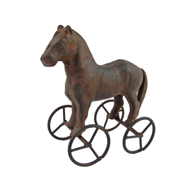 Cast Iron Horse On Wheels Decorative Toy Figurine Rustic Old West Country Style