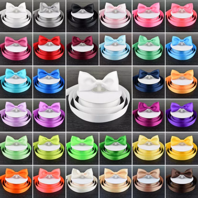 Double Sided Satin Ribbon Rolls 32 Colours 25/50 Metres 3mm 6mm 10mm 15mm