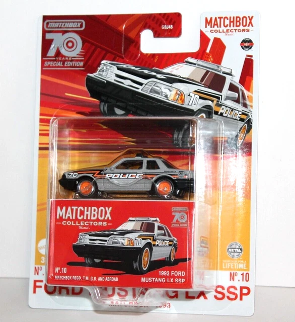 A Matchbox Superfast No. 8 Ford Mustang in white with red interior and black base, boxed (some light