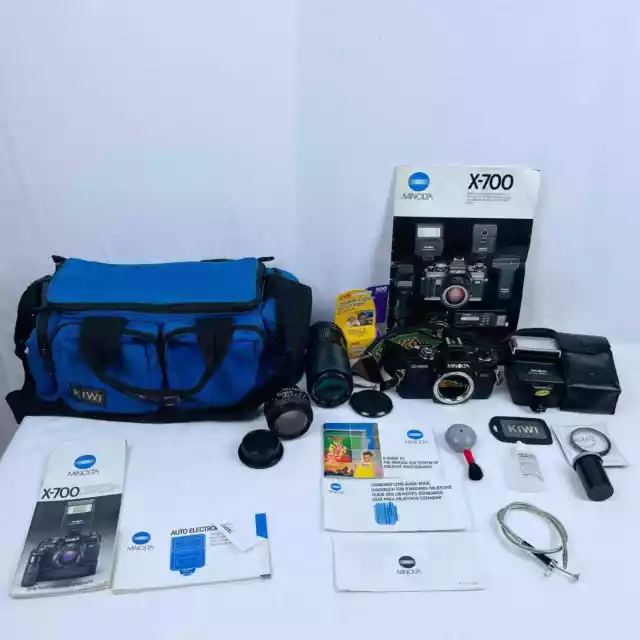 Minolta X-700 Film Camera w 280PX Sears 80-200mm Minolta 50mm Travel Bag & More