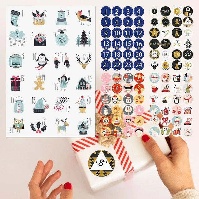 Pegatina de Navidad etiqueta papel calendario de Adviento pegatina números pegatina