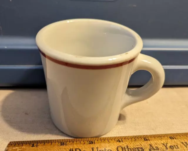 Vintage Shenango China Restaurant Ware Coffee Mug  Cup White with red  Stripe