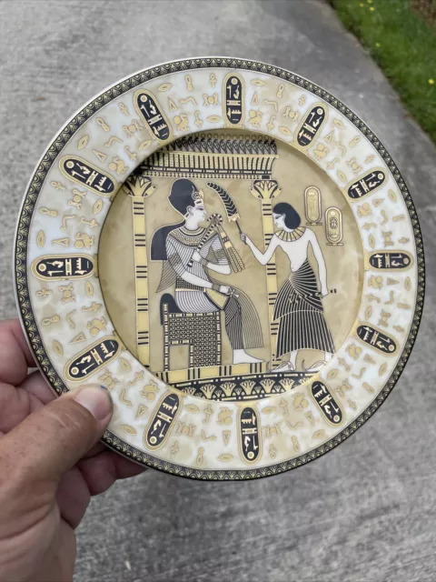 Heiroglyphics CLEOPATRA Queen Nile Plate Limoges Fathi Mahmoud Art Deco ❤️ct39j3