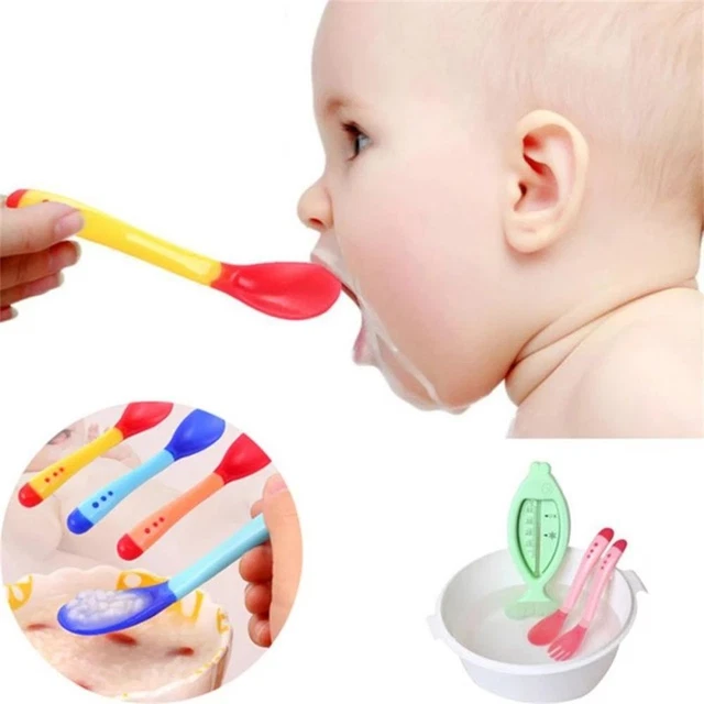 Tools Soft Fork Temperature Sensing Spoon Silicone Spoon Toddler Flatware