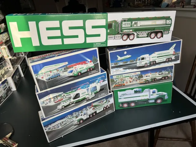 Lot of 7 Hess Gas Station Trucks  Including 2013 50th Anniversary Truck