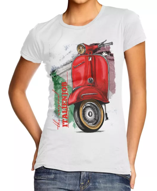 Vespa Piaggio Roller Oldschool T-Shirt - Damen Gr. 2XL - weiß
