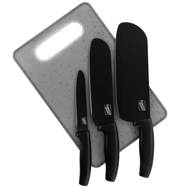 Juego de cubiertos antiadherentes de acero inoxidable Gibson Home Edge Craft de 4 piezas con cutt...