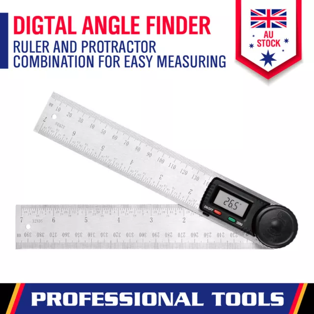 200mm/0-360° Digital Angle Finder Ruler Protractor Measure Meter Stainless Steel