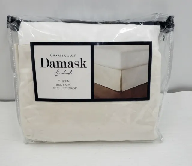 Falda de cama Charter Club Damasco REINA, 100% algodón Supima 550 hilos recuento - marfil