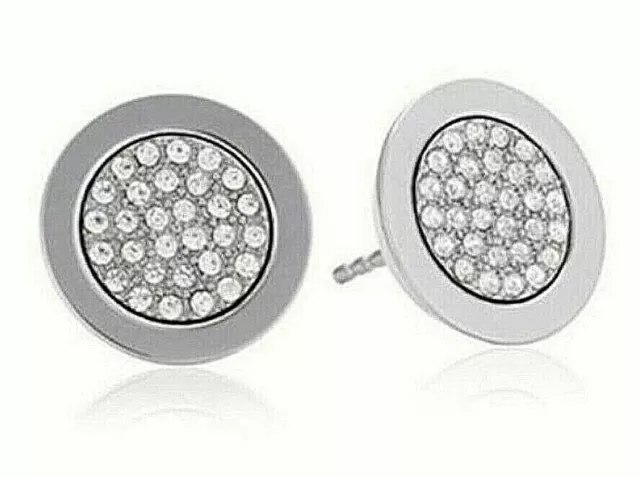 Nwt Michael Kors Brilliance Silver-Tone Ss Pave Earrings Mkjx2742040 Msrp $75.00